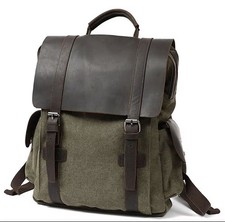 Canvas Leather Laptop Backpack for 15-Inch Laptop, Multi-Color, Padded picture