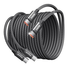 etguuds 240W USB C to C Cable 10ft, 2-Pack, Super Fast Black  picture