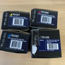 GENUINE SET 4 LEXMARK XTRA HI-YLD TONER CARTRIDGES 701XK 701XC 701XY 701XM CS510 picture