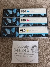 GENUINE HP 980 Cyan Magenta Yellow Ink D8J07A D8J08A D8J09A OEM Sealed 3-Pack picture