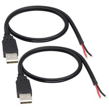 HCFeng 18AWG USB 2.0 Male Plug to 2pin Bare Cable A 50 cm, Black  picture