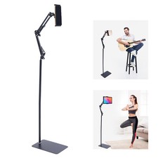 Adjustable Floor Stand Phone & Tablet Holder 135cm 360° Rotating Clamp 4–11in picture