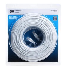 3 PACK of Commercial Electric 150 ft CAT5e Patch Cord 1001 528 283 White NIP 3pk picture