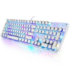 Typewriter Style Mechanical Gaming Keyboard RGB Backlit Wired with Blue Switc... picture