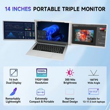 14 inch 1080P IPS Laptop Screen Extender Portable Monitor Fits 13-17.3