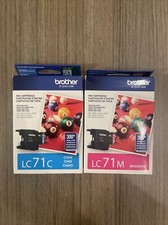 Brother LC71 Ink Cartridges Cyan & Magenta Ink Genuine Exp 2018 LC71C LC71M picture