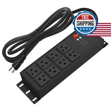 CCCEI CC20A-08-01 12 Gauge Heavy Duty Power Strip 8 Ports Black 4FT picture