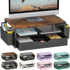 Wood Monitor Stand Riser Desk Organizer with Drawer 2 Pen Holders 2-Tier picture