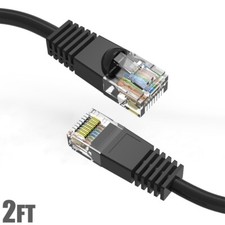 2FT Cat5E RJ45 Network LAN Ethernet Internet Molded Snagless Patch Cable Black picture