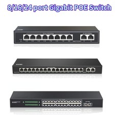 ZOSI Security 8/16/24 Port Gigabit PoE Switch 2 Gigabit Port Unmanaged Ethernet picture