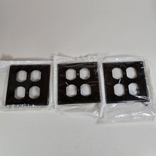 Leviton Brown 2-Gang Outlet Cover Duplex Receptacle Plastic 85016 Lot Of 3 picture