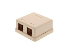 2-Port Dual Keystone Jack Surface Mount Housing Box - RJ45 RJ12 RJ11 - Ivory picture