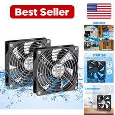Case Fan 2-Pack 120 x 25mm IP68 Plastic Waterproof Ventilation 12V picture