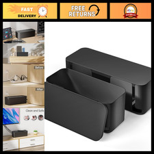 2 Pack Cable Management Box - Pet Friendly Organizer, Child-Proof Cord Cover, Bl picture