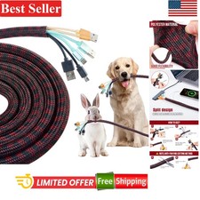 Cable Sleeve 50ft Split Braided Wire Loom Protector for Desk TV Home Black Red picture
