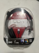 Cyber Acoustics AC-840 USB Mono Headset Internet Communication & Boom Mic - NEW picture