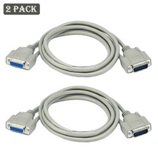 2x 6ft DB15 15 Pin Male to Female Extension Cable Cord Molded Computer M/F Beige picture