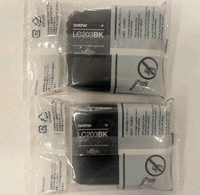 Lot of 2 Genuine Brother LC203BK High Yield Black Ink Cartridges OEM Sealed picture