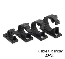 20x Black Cable Clips Adhesive Cord Management Organizer Wire Holders 0.5