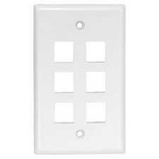 6 Port Hole Keystone Jack Wall Plate Faceplate Snap In Insert 1-Gang White picture