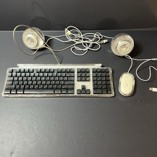 Apple Pro Keyboard Clear Black M7803 Apple Mouse M5769 - USB Apple Speakers Set picture