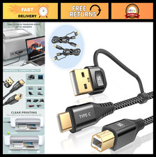 High-Speed 2-in-1 USB-A/C to USB-B Printer Cable, Braided 6.6ft, 2-Pack picture