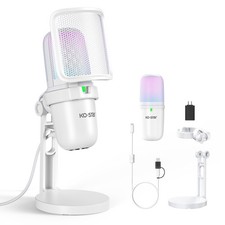 RGB USB Microphone, White Gaming Mic for PC, PS5, Laptop, , Condenser Mic wit... picture