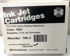(3)GENUINE OEM PITNEY BOWES RED 769-3 INK CARTRIDGE FOR E700 FACTORY SEALED PKG picture