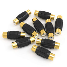 10x RCA Female to Female Coupler Gold Audio Video AV Cable Adapter Extender F/F picture