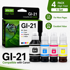 GI-21 1 Set 4PK Refill Ink Bottles for Canon MegaTank G3270/G3260/G3272 picture