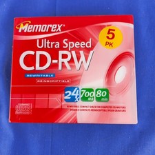 Memorex CD-RW 700MB 80 Min Ultra Speed 5 Pack For Computer CD Rewriters picture