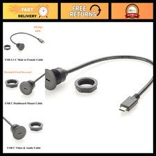 USB 3.1 Type C Extension Cable Flush Mount 10Gbps Data Transfer & Charging 0.3m picture