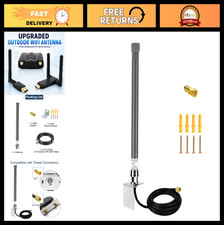 Outdoor Mini Omni WiFi Antenna 6dBi Dual Band 2.4G/5GHz N-Male RP-SMA + 9.8ft Ca picture