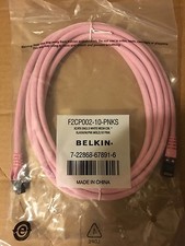  Belkin F2CP002-10-PNKS 10' foot CAT6 Gaming Network Mesh CABLE PINK Snagless * picture