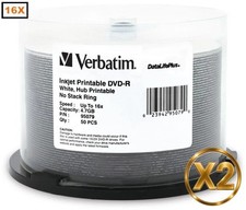 100-Pak Verbatim 16X WHITE INKJET HUB DataLifePlus 4.7GB DVD-R, Verbatim 95079 picture