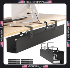 Large Under Desk Cable Management Tray Fabric Cord Organizer 28.4 Inches Black picture