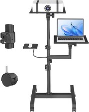 Projector Stand, 2 Shelves Mobile Laptop Cart with Adjustable 47inch, Black picture