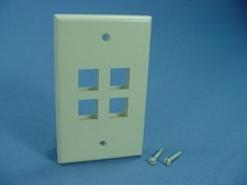 Leviton 41080-4IP Ivory 1-Gang 4-Port Unbreakable Nylon Standard Wallplate Cover picture