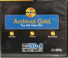 5 Discs Delkin Devices Archival Gold 100 year DVD-R discs Binder Blank Pages picture