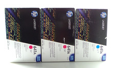 3 NEW Genuine HP 641A Magenta/Cyan LaserJet Toner Cartridge - Sealed picture