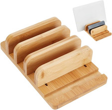 9.8x6.3x2.5 Inch Vertical Laptop Stand, Wooden Desk Stand with Wide Compatibilit picture
