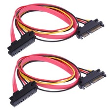 RLECS 2-Pack 50cm SATA Power Cable 22Pin (7+15) Male Plug 19.7 inches, Black picture