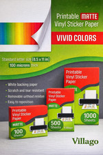 500 Sheets Matte Printable Vinyl Sticker Paper 8.5x11 Inkjet Laser Bulk Pack picture