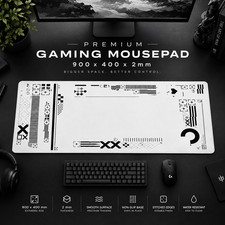 Premium White Cyber Graphic Gaming Mouse Mat | XL Size 900×400×2mm | Mouse Pad picture