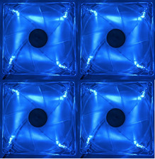 4x Power Color 140mm x 20mm  Computer Case Blue LED Cooling 4-Pin Molex Fan picture