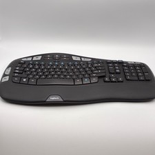 Logitech K350 Wireless Keyboard Black Ergonomic Wave Design Unifying Receiver picture