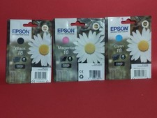 Lot Of 4 Epson 18 Ink Cartridges Black Cyan Magenta Yellow Original New Sealed picture