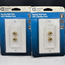2 Commercial Electric Tech Speaker Wall Plate 2 Binding Posts White 190638 picture
