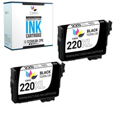 2PK 220XL T220XL Black Ink Cartridges For Epson 220 XL Workforce XP-320 WF2650 picture