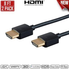 2x 8FT HDMI Cable 4K 60Hz HDR UHDTV 18Gbps 3D 1080p TV BLURAY DVD XBOX PS4 Cord picture